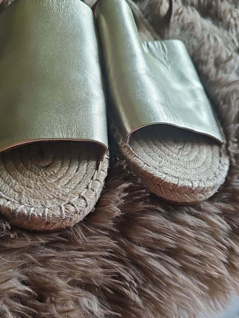 Tory Burch Tan Leather Logo Espadrille Sandals